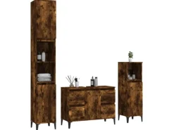 vidaXL 3-tlg. Badmöbel-Set Räuchereiche Holzwerkstoff Modell 9