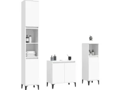 vidaXL 3-tlg. Badmöbel-Set Weiß Holzwerkstoff Modell 20