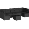 vidaXL 8-tlg Garten-Sofagarnitur mit Kissen Schwarz Poly Rattan Modell 60