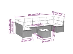 vidaXL 8-tlg Garten-Sofagarnitur mit Kissen Schwarz Poly Rattan Modell 60