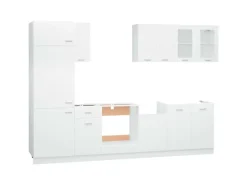 vidaXL 8-tlg Küchenzeile Weiß Holzwerkstoff