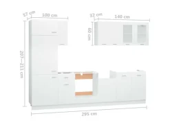 vidaXL 8-tlg Küchenzeile Weiß Holzwerkstoff
