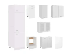 vidaXL 8-tlg Küchenzeile Weiß Holzwerkstoff