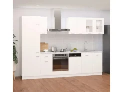 vidaXL 8-tlg Küchenzeile Weiß Holzwerkstoff