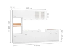 vidaXL 7-tlg Küchenzeile Weiß Holzwerkstoff Modell 1
