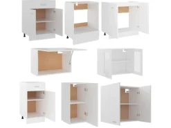 vidaXL 8-tlg Küchenzeile Weiß Holzwerkstoff Modell 1