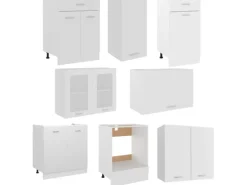 vidaXL 8-tlg Küchenzeile Weiß Holzwerkstoff Modell 1