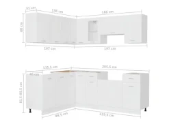 vidaXL 11-tlg Küchenzeile Weiß Holzwerkstoff Modell 2