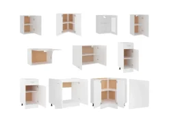 vidaXL 11-tlg Küchenzeile Weiß Holzwerkstoff Modell 2