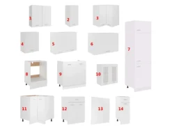 vidaXL 14-tlg Küchenzeile Weiß Holzwerkstoff