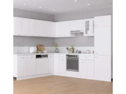 vidaXL 14-tlg Küchenzeile Weiß Holzwerkstoff