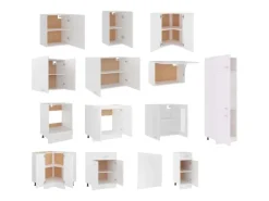 vidaXL 14-tlg Küchenzeile Weiß Holzwerkstoff