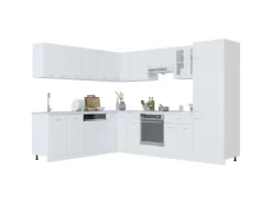 vidaXL 14-tlg Küchenzeile Weiß Holzwerkstoff