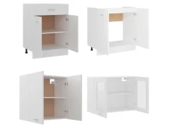 vidaXL 4-tlg Küchenzeile Weiß Holzwerkstoff