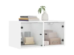 vidaXL Wandschrank mit Glastüren Weiß 68,5x37x35 cm