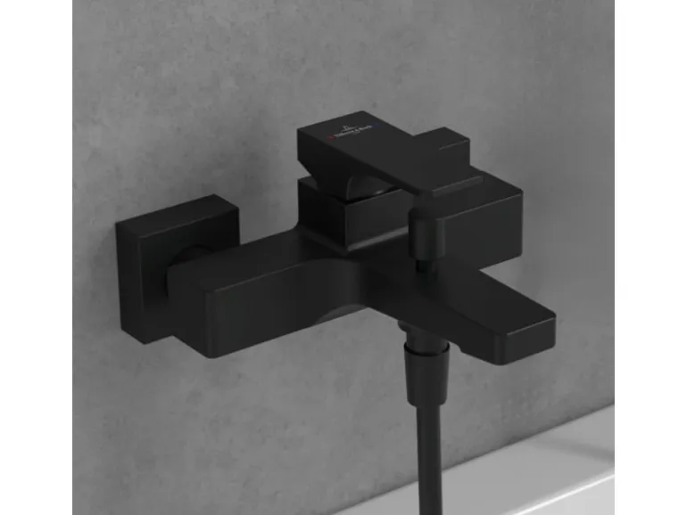 Villeroy & Boch Einhebel-Badewannenarmatur Architectura Square in Matt Black