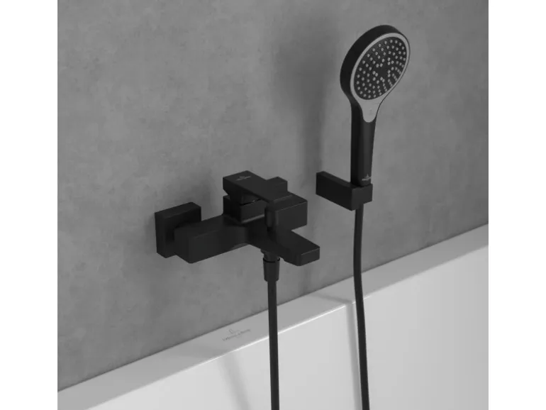 Villeroy & Boch Einhebel-Badewannenarmatur Architectura Square in Matt Black