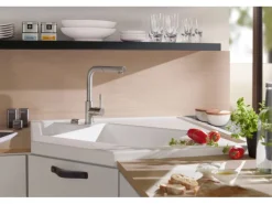 Villeroy & Boch Küchenarmatur Steel Shower Hochdruck-Armatur Ausziehbare Brause Wassersparend Edelstahl Massiv