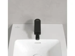 Villeroy & Boch Oasis Einhebel-Bidetarmatur mit Zugstange Keramikkartusch Wassersparend Auslaufhöhe 73mm Rund Matt Black