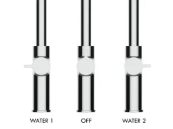 VIZIO 4 Wege Wasserhahn Küchenarmatur FC mit 360° Schwenkbarem Auslauf Abnehmbare 2 Strahl Handbrause Verchromt   Gelb