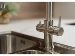 VIZIO 5 Wege Wasserhahn Küchenarmatur Edelstahl Massiv mit 360° Schwenkbarem Auslauf Abnehmbare 2 Strahl Handbrause Gebürstet   Schwarz