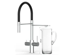 VIZIO 5 Wege Wasserhahn Küchenarmatur Edelstahl Massiv mit 360° Schwenkbarem Auslauf Abnehmbare 2 Strahl Handbrause Gebürstet   Schwarz