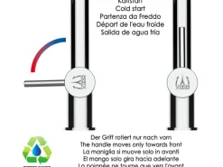 VIZIO 3 Wege Wasserhahn Küchenarmatur Edelstahl Massiv mit 360° Schwenkbarem L Auslauf Gebürstet