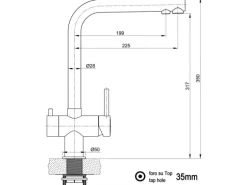 VIZIO 3 Wege Wasserhahn Küchenarmatur Edelstahl Massiv mit 360° Schwenkbarem L Auslauf Gebürstet