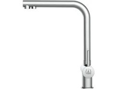 VIZIO 3 Wege Wasserhahn Küchenarmatur Edelstahl Massiv mit 360° Schwenkbarem L Auslauf Gebürstet