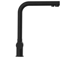 VIZIO 3 Wege Wasserhahn Küchenarmatur Edelstahl Massiv mit 360° Schwenkbarem L Auslauf PVD Schwarz Matt