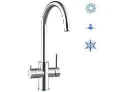 VIZIO 5 Wege Wasserhahn Küchenarmatur Edelstahl Massiv mit 360° Schwenkbarem U Auslauf Hochglanz Poliert