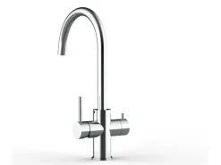 VIZIO 5 Wege Wasserhahn Küchenarmatur Edelstahl Massiv mit 360° Schwenkbarem U Auslauf Hochglanz Poliert