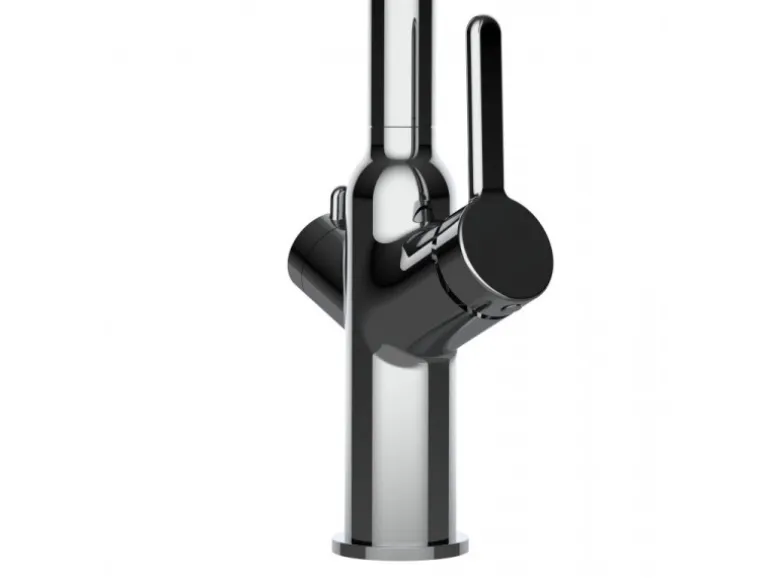 VIZIO 3 Wege Wasserhahn Küchenarmatur BOD mit 360° Schwenkbarem Auslauf Abnehmbare 2 Strahl Handbrause Verchromt Blau