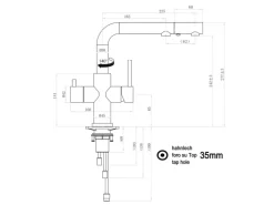 VIZIO 3 Wege Wasserhahn Küchenarmatur Edelstahl Massiv mit Schwenkbarem L Auslauf und Herausziehbarer Brause Gebürstet