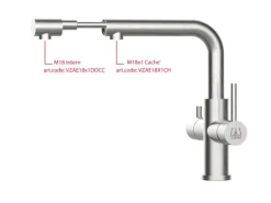 VIZIO 3 Wege Wasserhahn Küchenarmatur Edelstahl Massiv mit Schwenkbarem L Auslauf und Herausziehbarer Brause Gebürstet