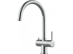 VIZIO 3 Wege Wasserhahn Küchenarmatur Edelstahl Massiv mit 360° Schwenkbarem U Auslauf Hochglanz Poliert