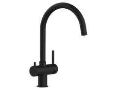 VIZIO 3 Wege Wasserhahn Küchenarmatur Edelstahl Massiv mit 360° Schwenkbarem U Auslauf PVD Schwarz Matt