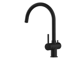 VIZIO 3 Wege Wasserhahn Küchenarmatur Edelstahl Massiv mit 360° Schwenkbarem U Auslauf PVD Schwarz Matt