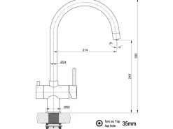 VIZIO 3 Wege Wasserhahn Küchenarmatur Edelstahl Massiv mit 360° Schwenkbarem U Auslauf PVD Schwarz Matt