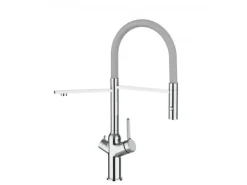 VIZIO 3 Wege Wasserhahn Küchenarmatur BOD mit 360° Schwenkbarem Auslauf Abnehmbare 2 Strahl Handbrause Verchromt   Grau