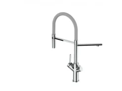 VIZIO 3 Wege Wasserhahn Küchenarmatur BOD mit 360° Schwenkbarem Auslauf Abnehmbare 2 Strahl Handbrause Verchromt   Grau