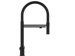 VIZIO 3 Wege Wasserhahn Küchenarmatur Edelstahl Massiv mit 360° Schwenkbarem Auslauf und Abnehmbare 2 Strahl Handbrause PVD Schwarz Matt