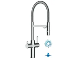 VIZIO 4 Wege Wasserhahn Küchenarmatur FC mit 360° Schwenkbarem Auslauf Abnehmbare 2 Strahl Handbrause Verchromt