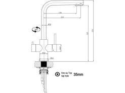 VIZIO 5 Wege Wasserhahn Küchenarmatur Edelstahl Massiv mit 360° Schwenkbarem L Auslauf Hochglanz Poliert