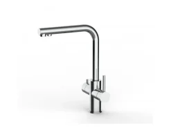 VIZIO 5 Wege Wasserhahn Küchenarmatur Edelstahl Massiv mit 360° Schwenkbarem L Auslauf Hochglanz Poliert