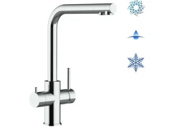 VIZIO 5 Wege Wasserhahn Küchenarmatur Edelstahl Massiv mit 360° Schwenkbarem L Auslauf Hochglanz Poliert