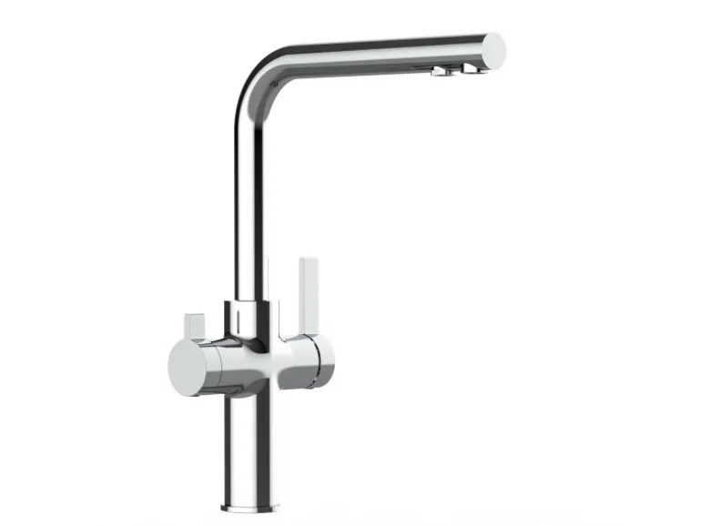 VIZIO 4 Wege Wasserhahn Küchenarmatur FC mit 360° Schwenkbarem L Auslauf Verchromt