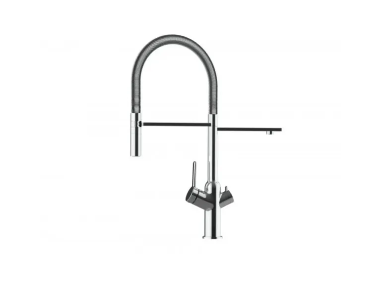 VIZIO 3 Wege Wasserhahn Küchenarmatur BOD mit 360° Schwenkbarem Auslauf Abnehmbare 2 Strahl Handbrause Verchromt