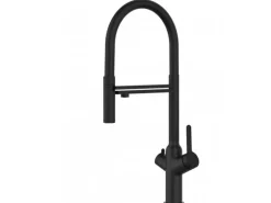 VIZIO 3 Wege Wasserhahn Küchenarmatur BOD mit 360° Schwenkbarem Auslauf Abnehmbare 2 Strahl Handbrause Schwarz Matt Schwarz