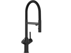 VIZIO 3 Wege Wasserhahn Küchenarmatur BOD mit 360° Schwenkbarem Auslauf Abnehmbare 2 Strahl Handbrause Schwarz Matt Schwarz